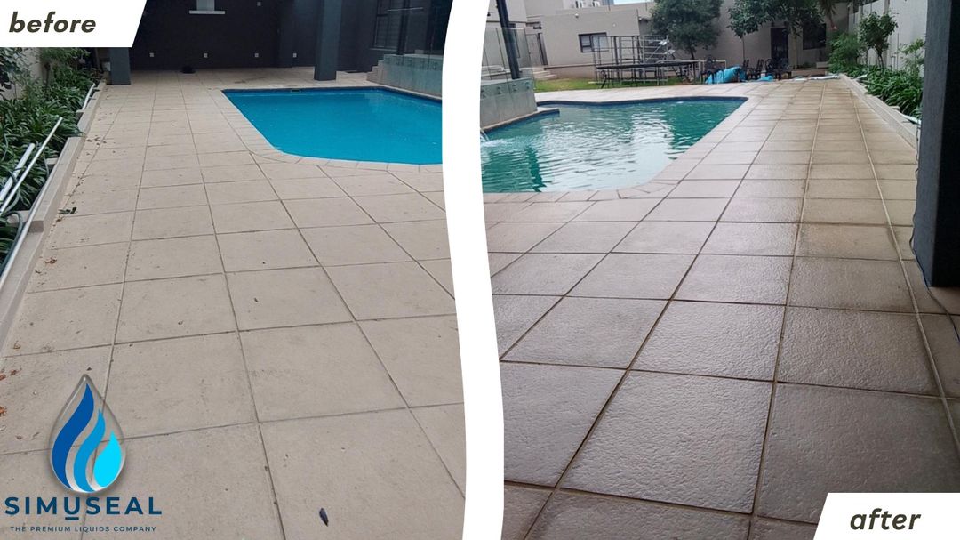 Before and after — Slate patio wet-look, Johannesburg